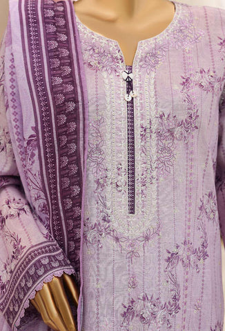Mehak by HZ Textiles | Embroidered 3 Piece Unstitched Slub Lawn Suit D-7