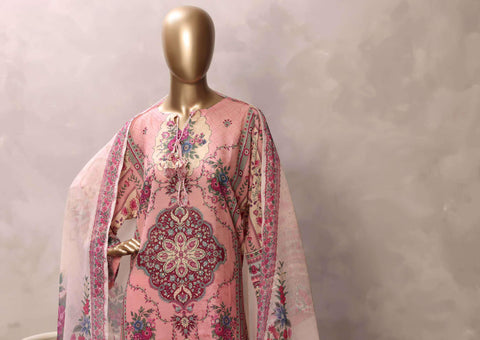 Sadabahar Printed Chamti Cotton | 3 Piece Stitched Kaftan Suit D-10