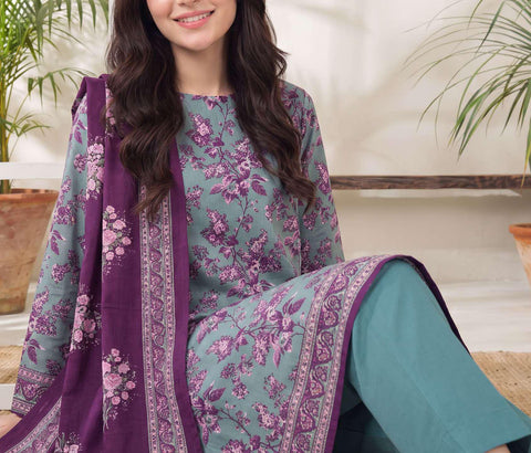VS Jhalak Printed Slub Linen Unstitched 3 Piece Suit D-8