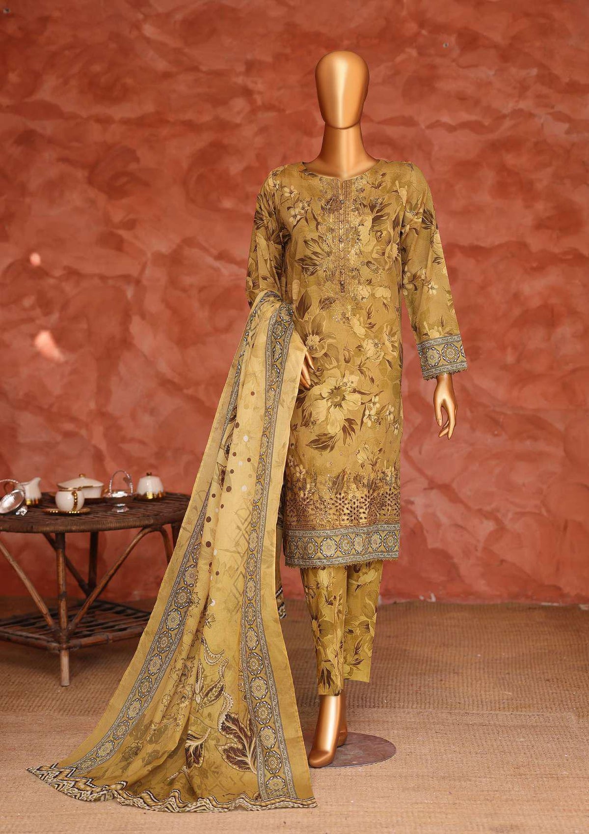 Elegant by HZ Textiles | Embroidered 3 Piece Unstitched Lawn Suit D-6