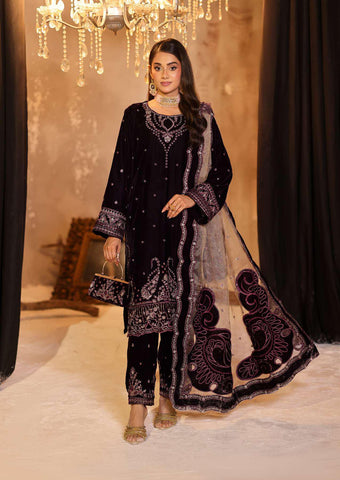 Dr. Haris Velvet Unstitched 3 Piece Luxury Suit D-3