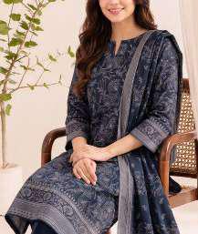 VS Textiles Pashmina Dhanak Printed Unstitched 3 Piece Suit D-7