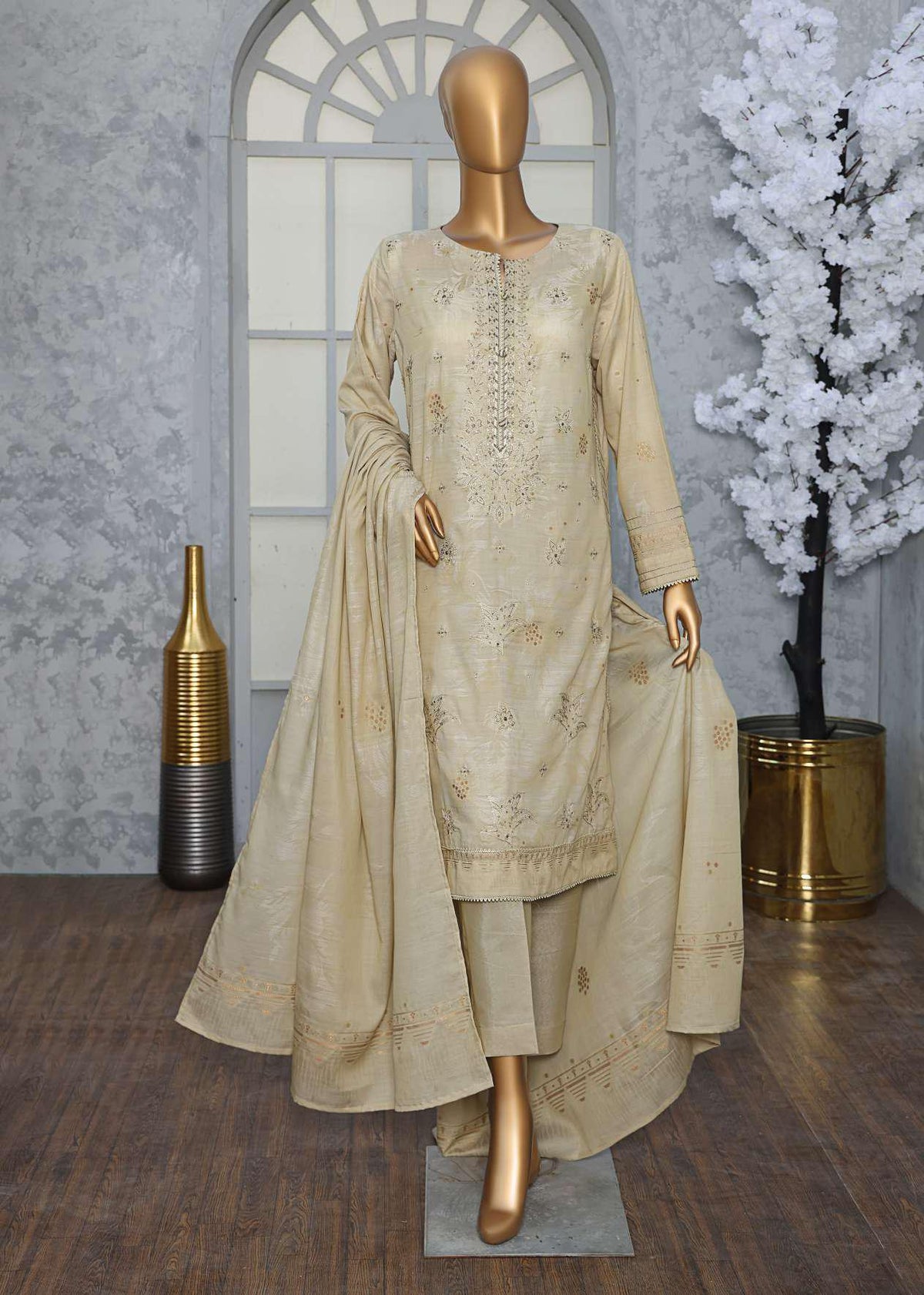 Valencia Vol-2 Jacquard Emb Un-Stitched 3 Pcs Coll  By Hz-6