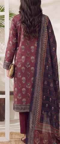 VS Jhalak Printed Slub Linen Unstitched 3 Piece Suit D-9