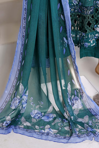 Sadabahar Luxury Peplum | Heavy Embroidered Lawn 3 Piece Stitched Suit D-1