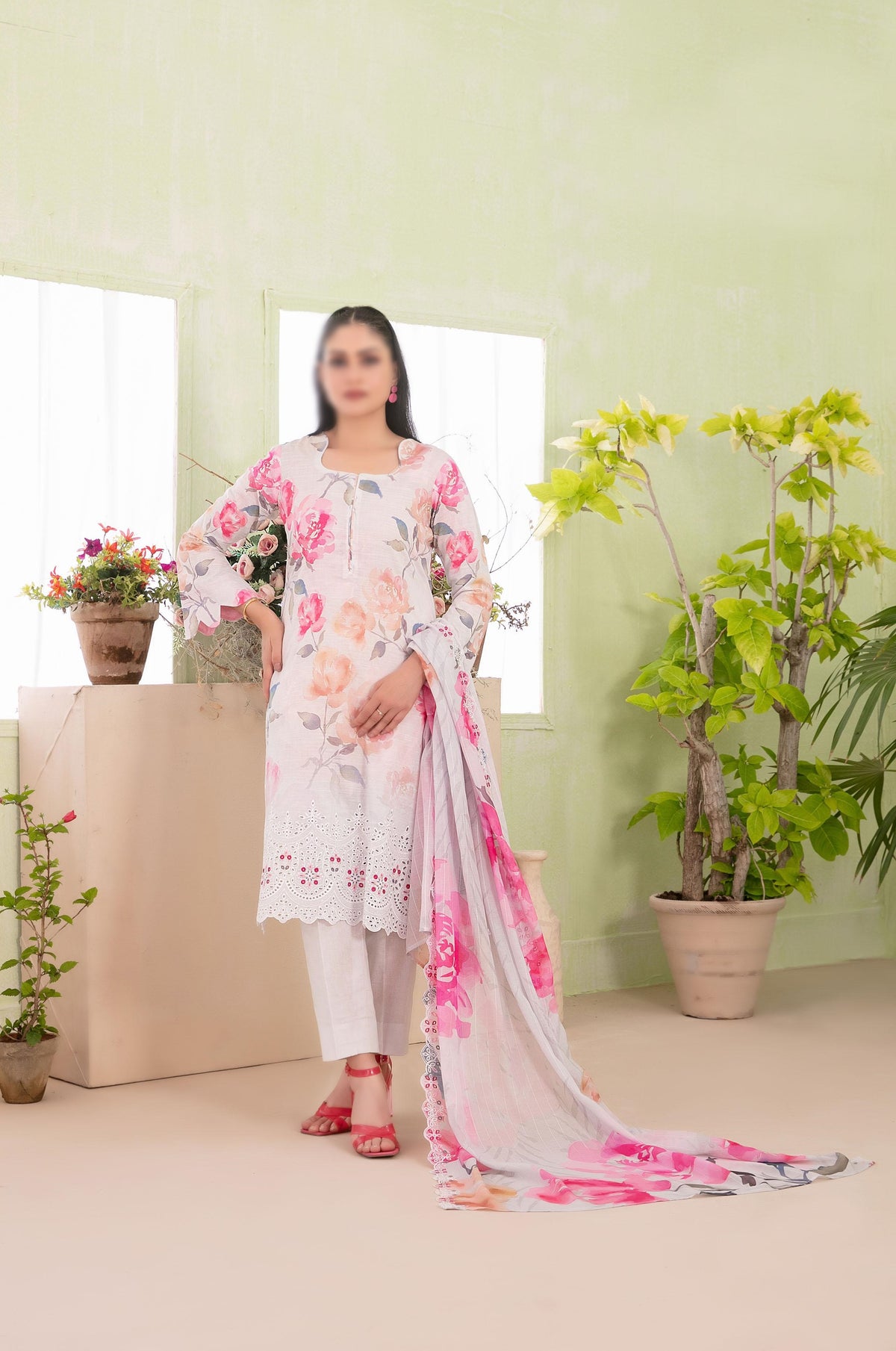 Erva Embroidered Lawn Digital Print By Tawakkal D-08