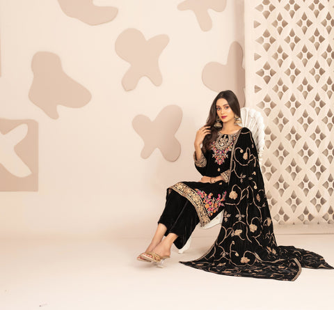 The Valvet Story 3 Piece Un-Stitched Collection By Tawakkal D-5757