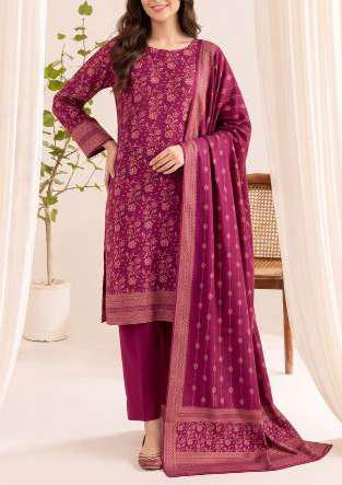 VS Textiles Pashmina Dhanak Printed Unstitched 3 Piece Suit D-8
