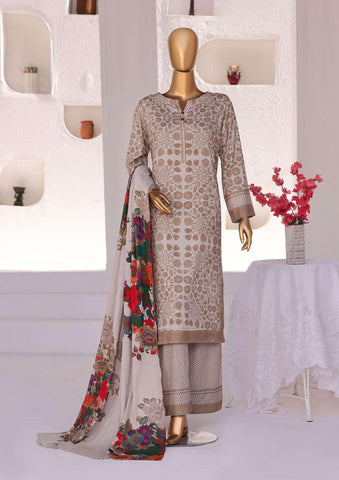HZ Linen Wintery Printed Unstitched 3 Piece Suit D-4