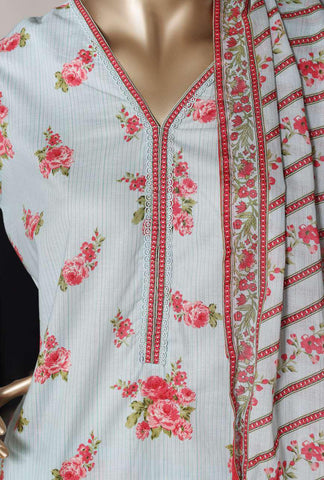 Bin Saeed Printed Stitch Lawn 2026 | 3 Piece Stitched Suit D-4