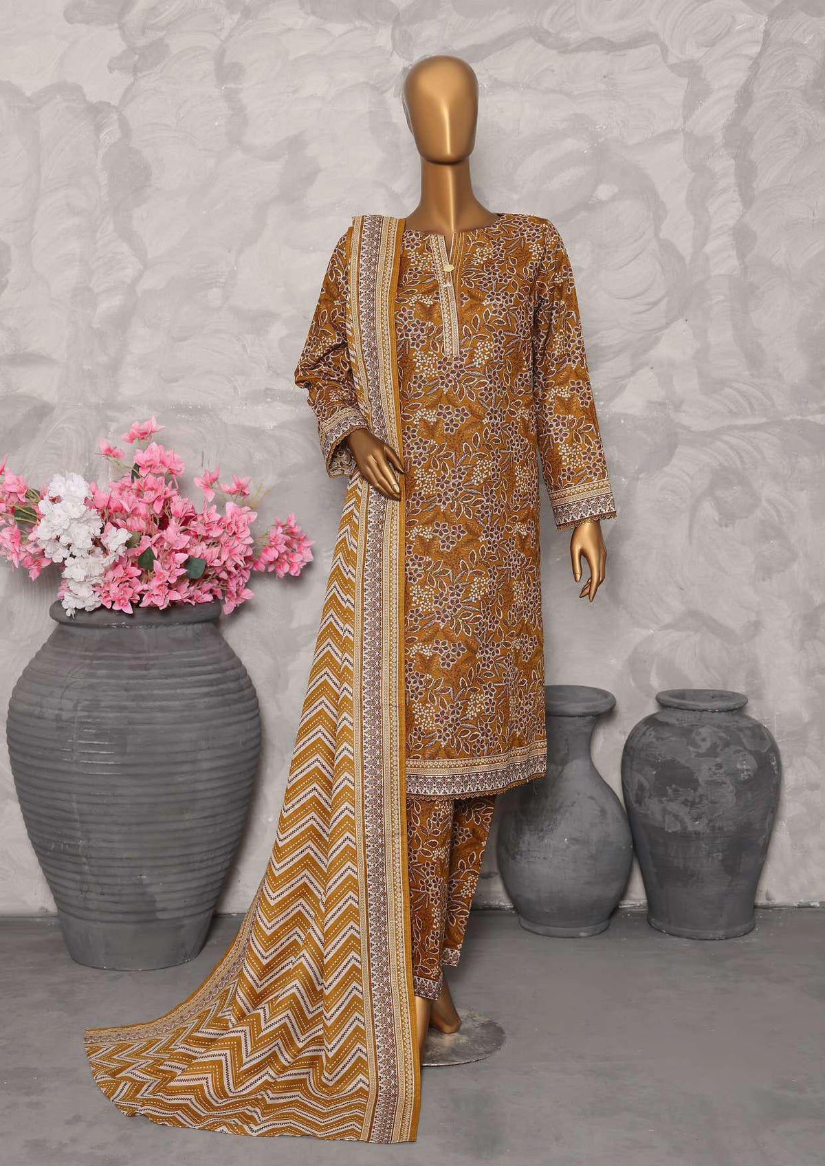 Co-Ords 3Pc Printed Khaddar Un-Stitched Coll By Hz-7