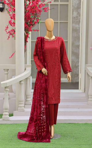 HZ Velvet Royal Needlework Luxe 3-Piece Unstitched Suit D-3