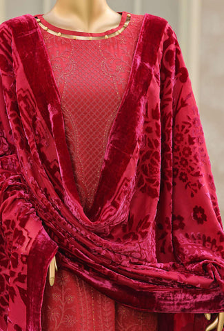 HZ Velvet Royal Needlework Luxe 3-Piece Unstitched Suit D-3