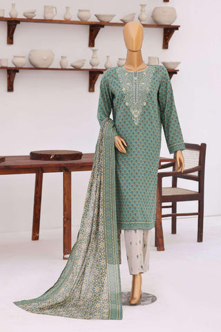 Premium Daily Wear by HZ Textiles | Embroidered Lawn 3 Piece Unstitched Suit D-9