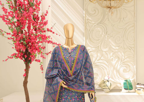Summer Shades by HZ Textiles | Printed 3 Piece Unstitched Lawn Suit D-4