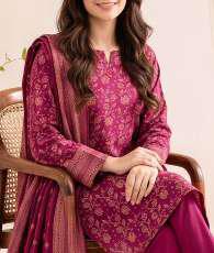 VS Textiles Pashmina Dhanak Printed Unstitched 3 Piece Suit D-8
