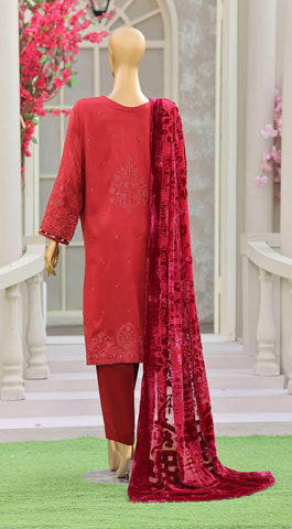 HZ Velvet Royal Needlework Luxe 3-Piece Unstitched Suit D-3