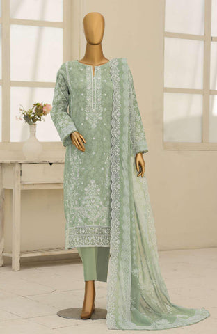 Premium Eid Edit by HZ Textiles | Embroidered 3 Piece Unstitched Lawn Suit D-4