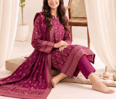 VS Textiles Pashmina Dhanak Printed Unstitched 3 Piece Suit D-8