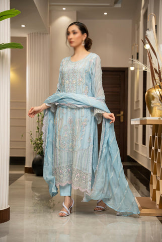 ZOUJ  ENSEMBLES Unstitched Chiffon Coll ‘24-25 D-ZJCH - 0016