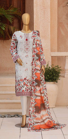 ASASA by HZ Textiles | Digital Printed Embroidered 3 Piece Unstitched Lawn Suit D-3