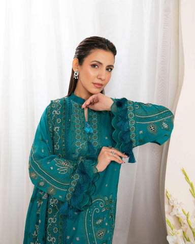 Johra Pinks Swiss Voil Embroidered with Chiffon Dupatta Unstitched 3 Piece by Johra Arts D-8