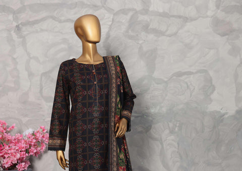 Co-Ords 3Pc Printed Khaddar Un-Stitched Coll By Hz-8