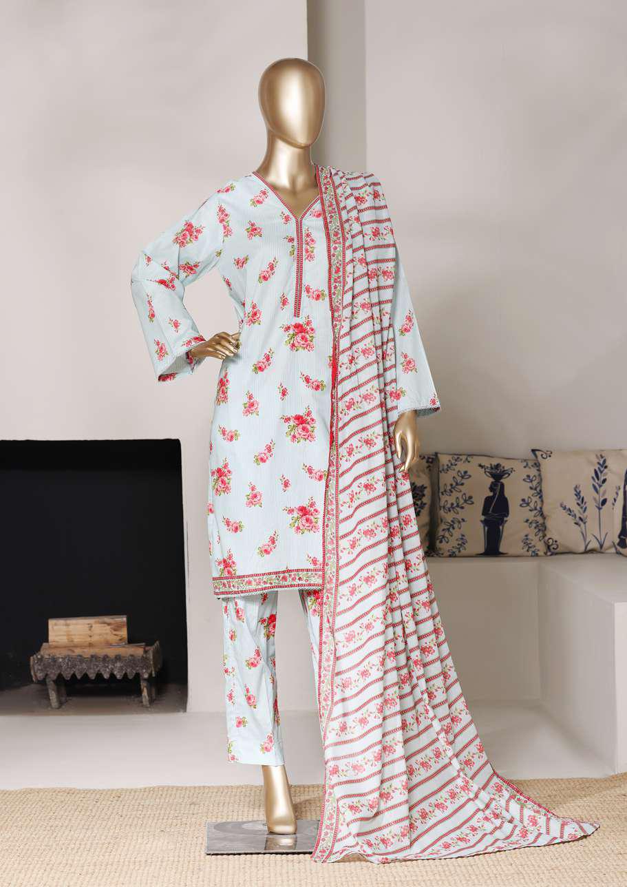 Bin Saeed Printed Stitch Lawn 2026 | 3 Piece Stitched Suit D-4