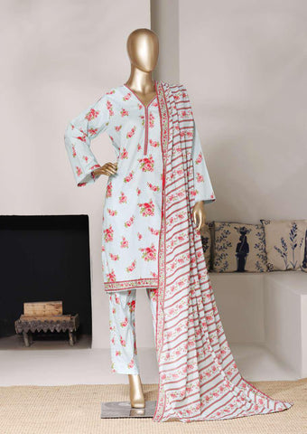 Bin Saeed Printed Stitch Lawn 2026 | 3 Piece Stitched Suit D-4