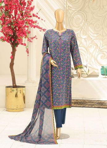 Summer Shades by HZ Textiles | Printed 3 Piece Unstitched Lawn Suit D-4