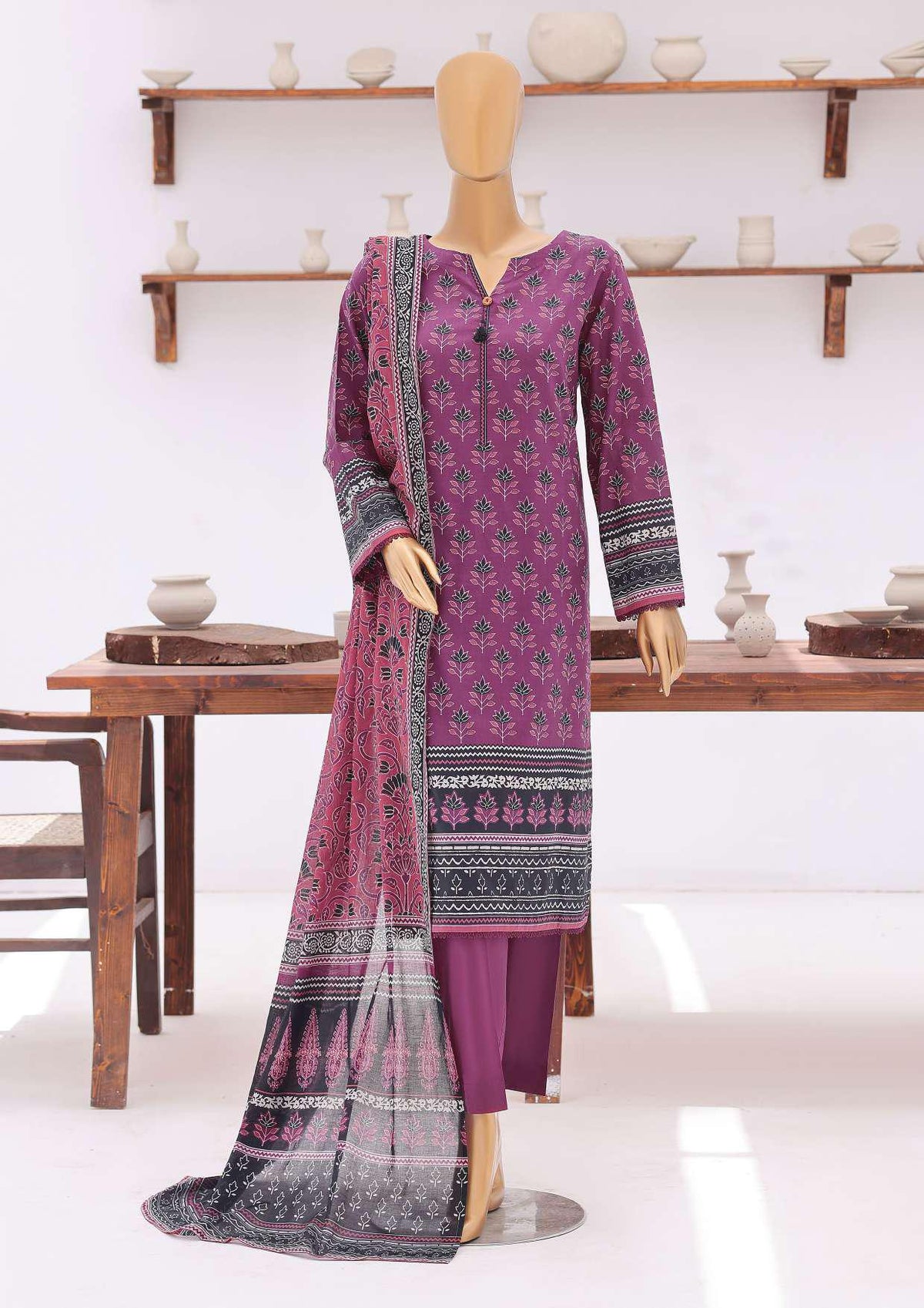 Platinum Jaipuri Prints by HZ Textiles | Digital Printed Lawn 3 Piece Unstitched Suit D-3
