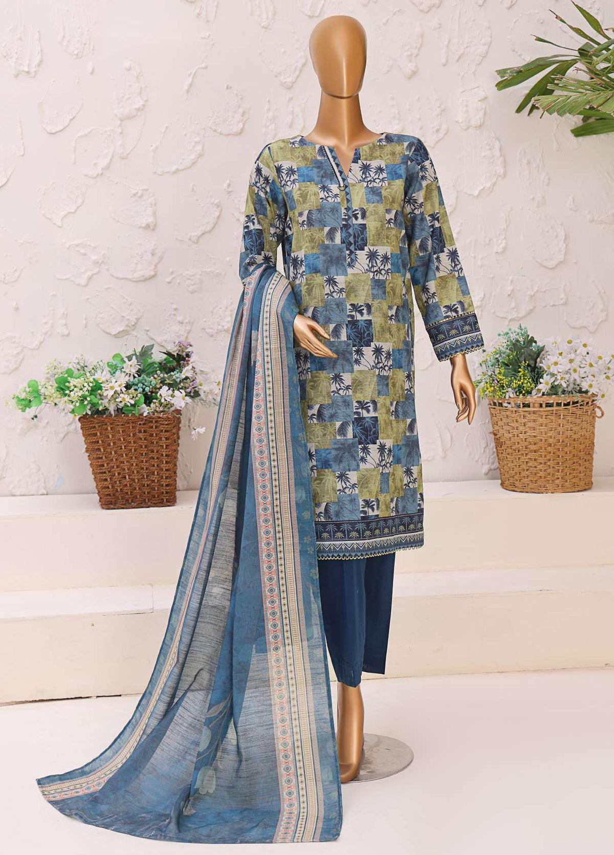 Premium Khaddar 3 Piece Printed Un Stitched Coll HZ-8