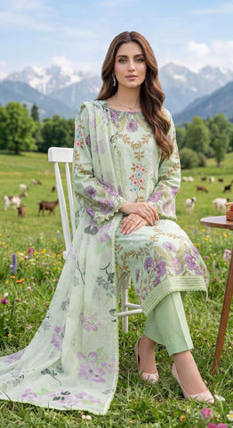 Colors by AlZohaib | Digital Printed 3 Piece Unstitched Lawn Suit D-4