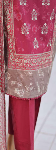 Premium Daily Wear by HZ Textiles Vol-5 | Embroidered Lawn 3 Piece Unstitched Suit D-7
