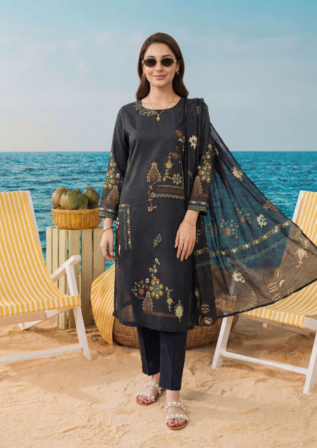 ZELINA by Tawakkal Fabrics | Digital Printed Lawn 3 Piece Unstitched Suit D-5