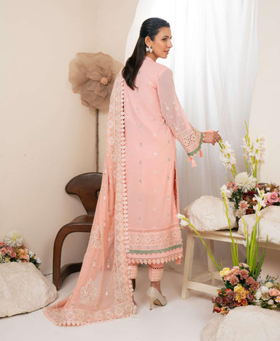 Johra Pinks Swiss Voil Embroidered with Chiffon Dupatta Unstitched 3 Piece by Johra Arts D-9