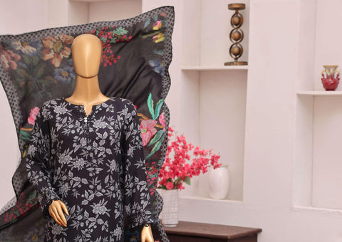 HZ Viscose Twill Printed Unstitched 3 Piece Suit D-6