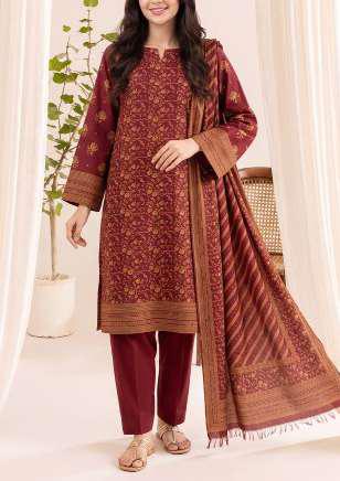VS Textiles Pashmina Dhanak Printed Unstitched 3 Piece Suit D-10