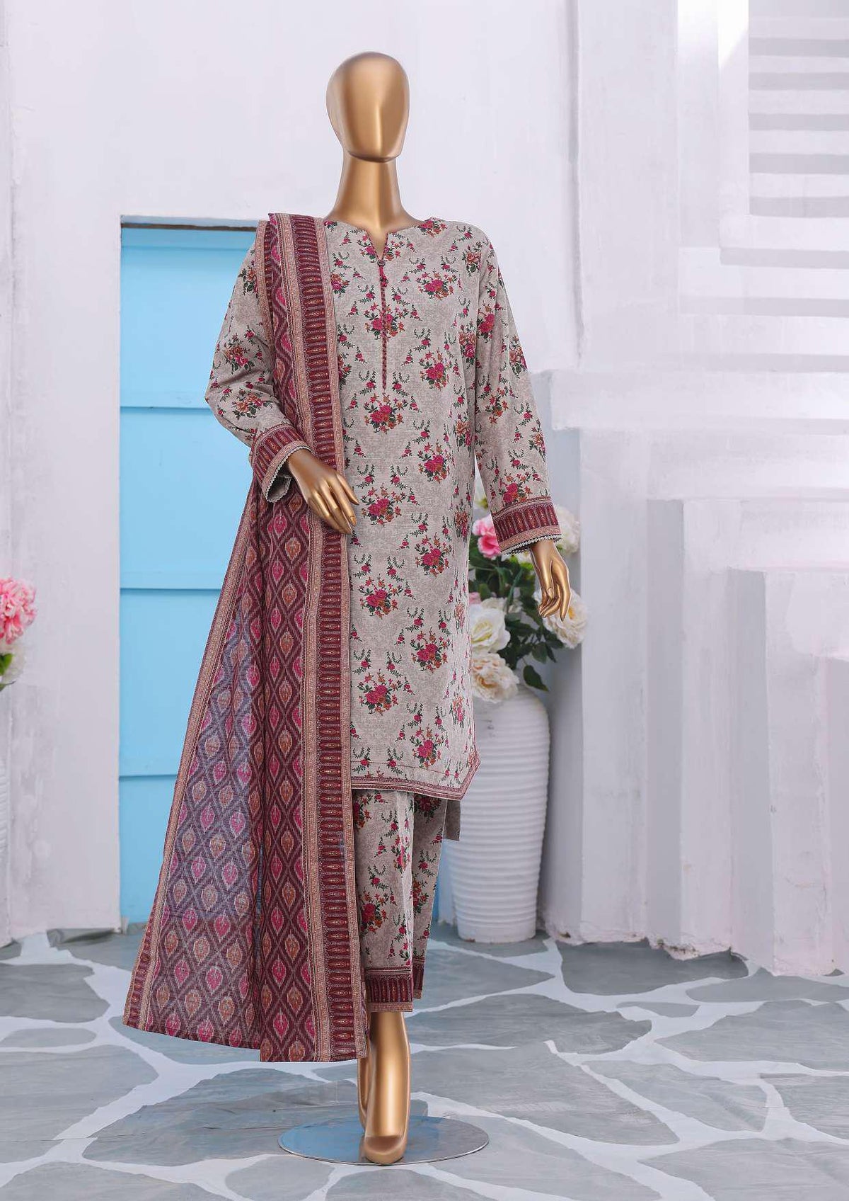Co-Ords 3Pc Printed Khaddar Un-Stitched Coll By Hz-9