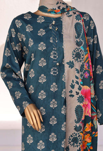 HZ Linen Wintery Printed Unstitched 3 Piece Suit D-5