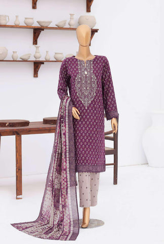 Premium Daily Wear by HZ Textiles | Embroidered Lawn 3 Piece Unstitched Suit D-6