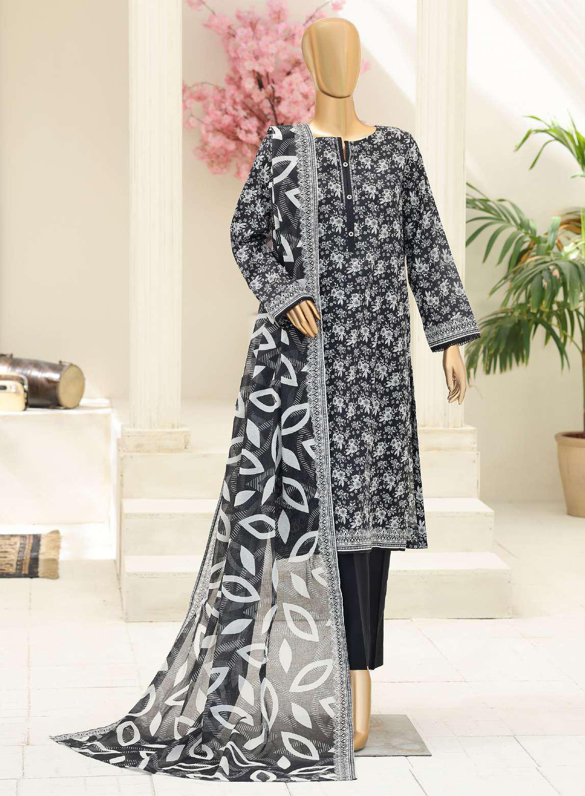 Summer Shades by HZ Textiles | Printed 3 Piece Unstitched Lawn Suit D-5