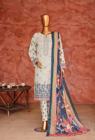 Elegant by HZ Textiles | Embroidered 3 Piece Unstitched Lawn Suit D-7