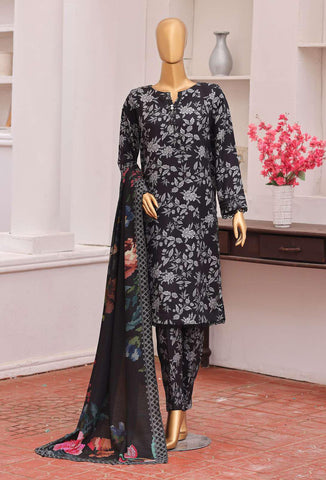 HZ Viscose Twill Printed Unstitched 3 Piece Suit D-6