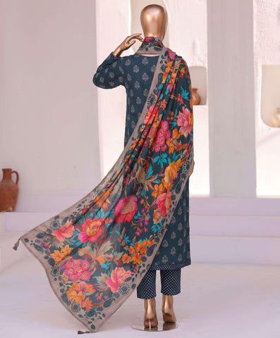 HZ Linen Wintery Printed Unstitched 3 Piece Suit D-5