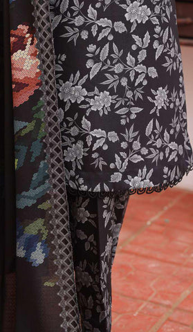 HZ Viscose Twill Printed Unstitched 3 Piece Suit D-6