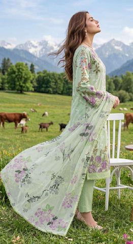 Colors by AlZohaib | Digital Printed 3 Piece Unstitched Lawn Suit D-4
