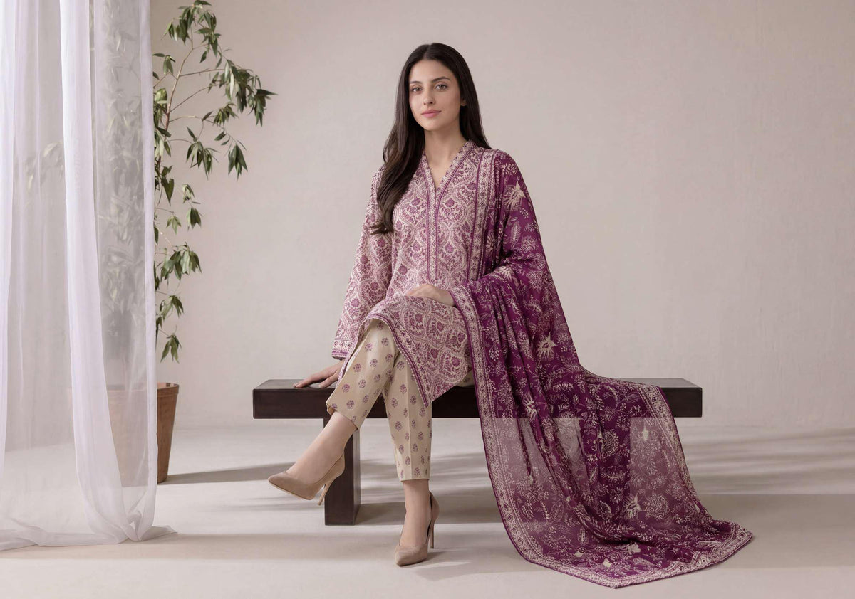 SEFA by Tawakkal Fabrics | 3 Piece Unstitched Rotary Printed Lawn Suit D-6
