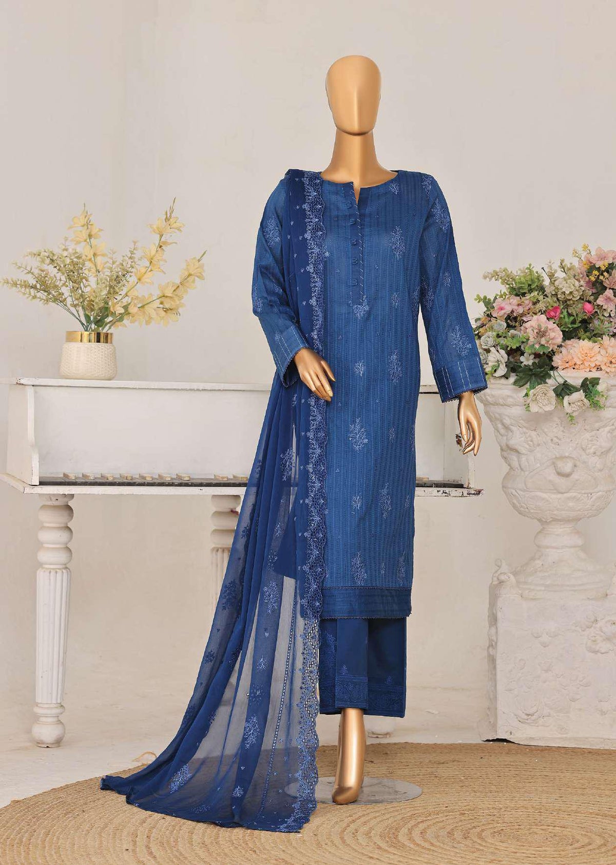 Mayaar by HZ Textiles | Embroidered 3 Piece Unstitched Suit D-7