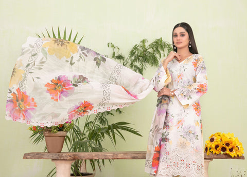 Erva Embroidered Lawn Digital Print By Tawakkal D-01